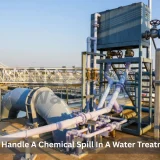 How do you handle a chemical spill in a water treatment plant?